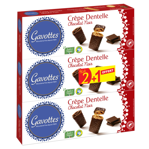 Lot 2+1 offert Crêpes Dentelle chocolat au noir